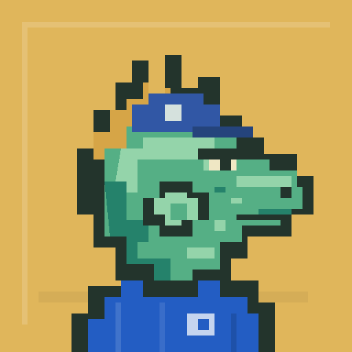 Briguana pixel iguana with green scales and blue workwear